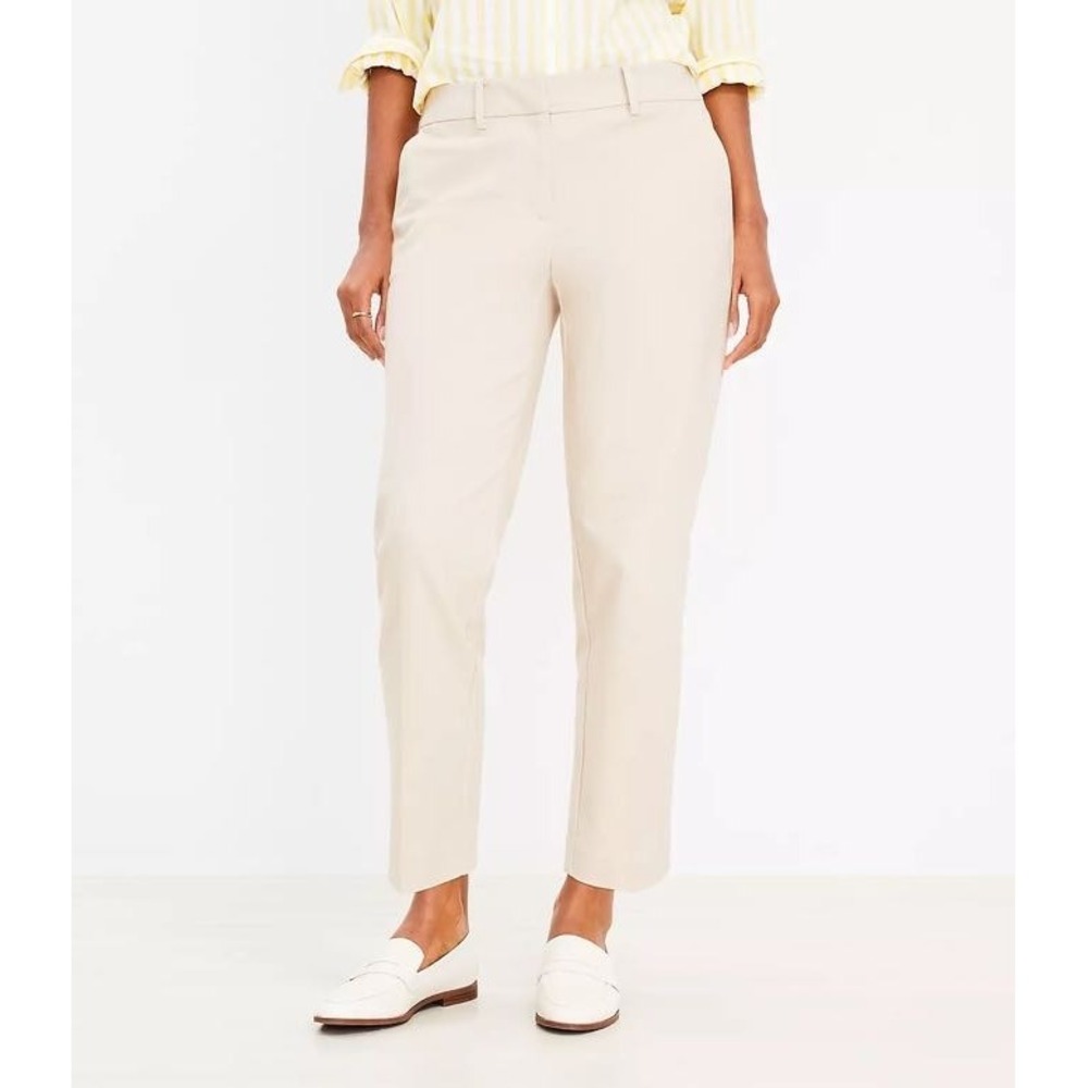 LOFT The Riviera Slim Mid-Rise Ankle Dress Pants Trousers Beige‎ - Size 14